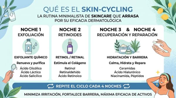 Qué es el skin-cycling: la rutina minimalista de skincare que arrasa por su eficacia dermatológica